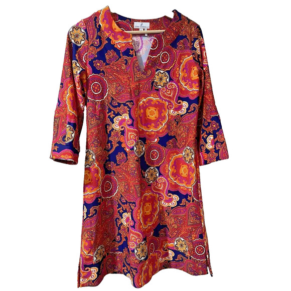 Jude Connally Dresses & Skirts - Jude Connally Ruffle Sleeve U Neckline Shift Dress Captiva Paisley S A003497